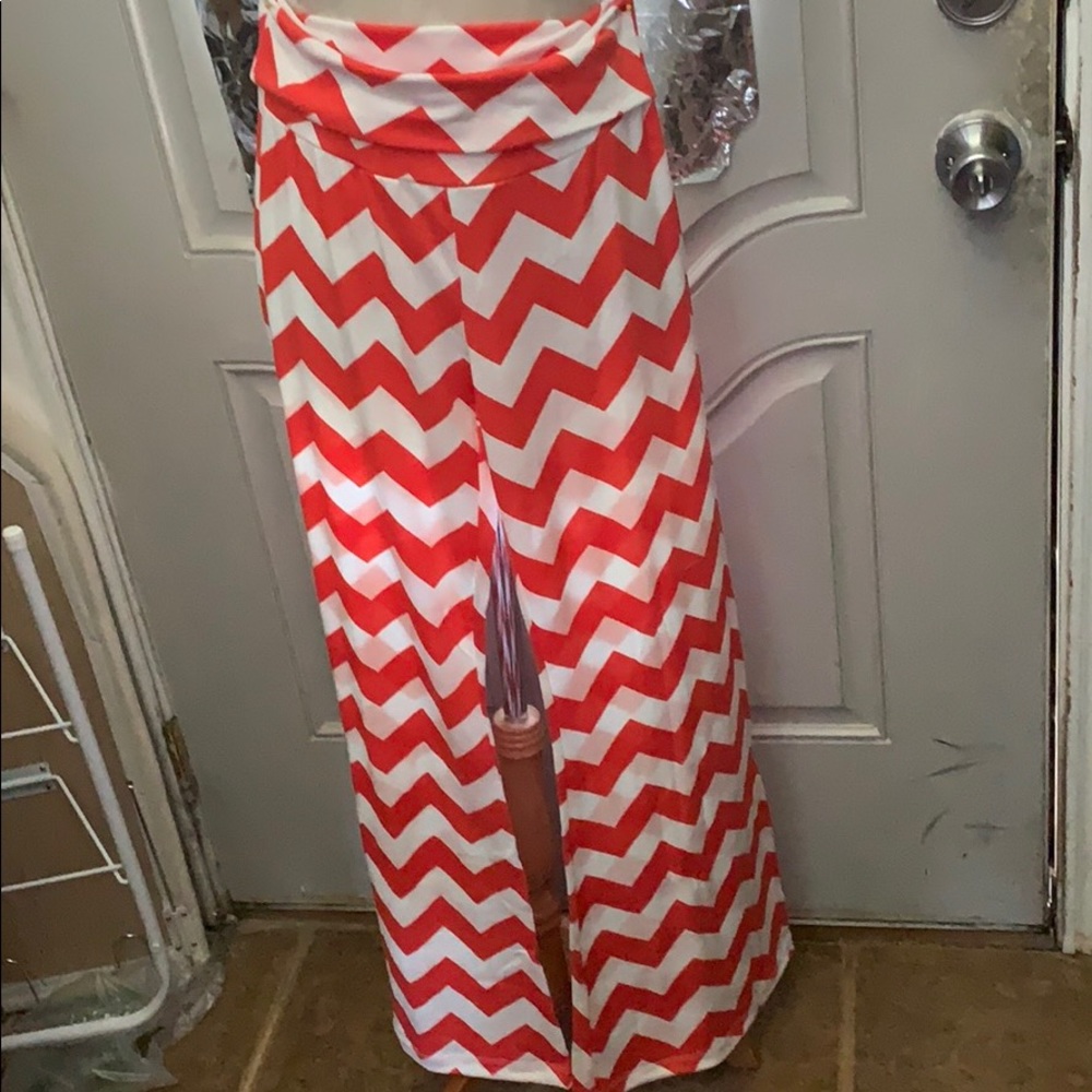 CoralChevron Fold-Over Palazzo Pants!